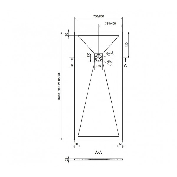 Душовий піддон MEXEN STONE+ 200x80 GREY