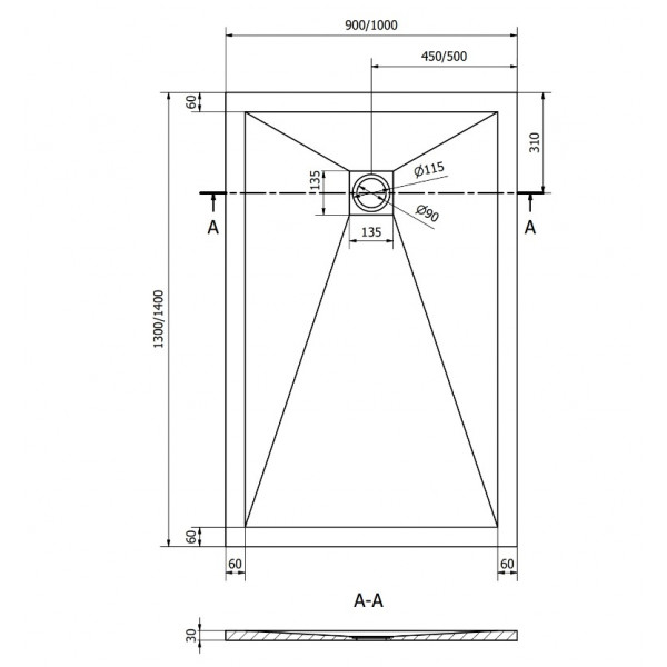 Душовий піддон MEXEN STONE+ 140x80 BLACK