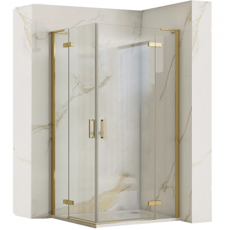 Душова кабіна REA HUGO 90х90 BRUSHED GOLD подвійна