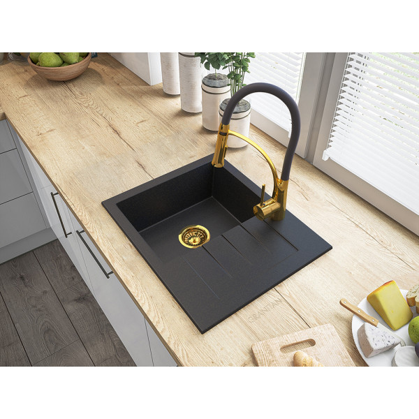 Кухонна мийка GRANITAN MILANO BLACK GOLD чорна із золотим вкрапленням *