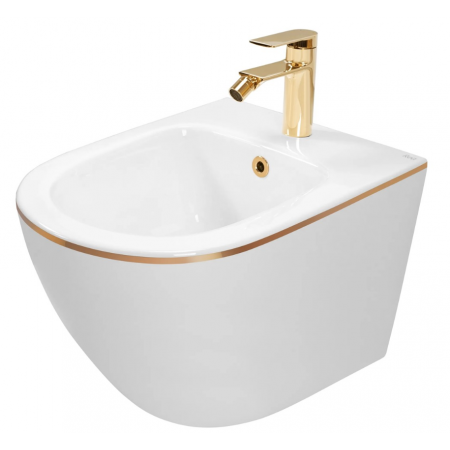 Підвісний біде REA CARLO MINI WHITE GOLD EDGE білий
