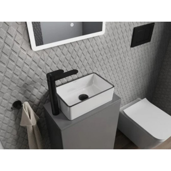 Умивальник (раковина) MEXEN NADIA 36 WHITE BLACK EDGE накладний *