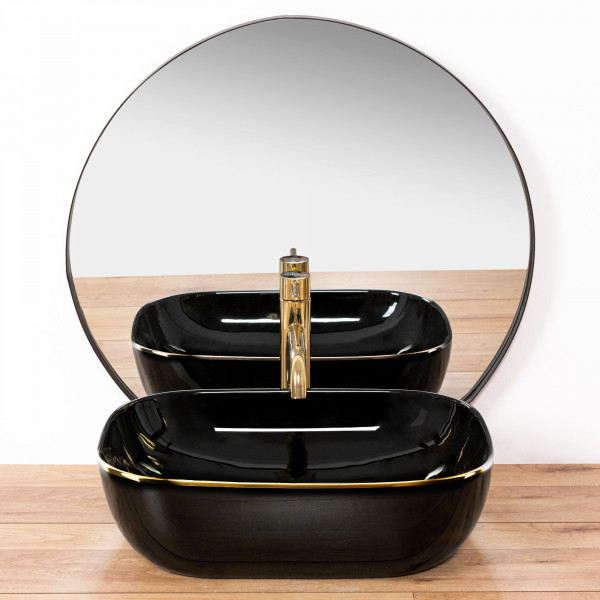 Умивальник (раковина) REA BELINDA BLACK GOLD EDGE накладний *