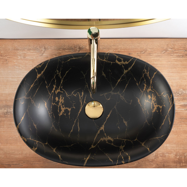 Умивальник (раковина) REA ROMA BLACK MARBLE MATТ накладний *