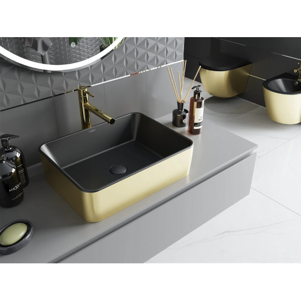 Умивальник (раковина) MEXEN CATIA GOLD BLACK MATT накладний