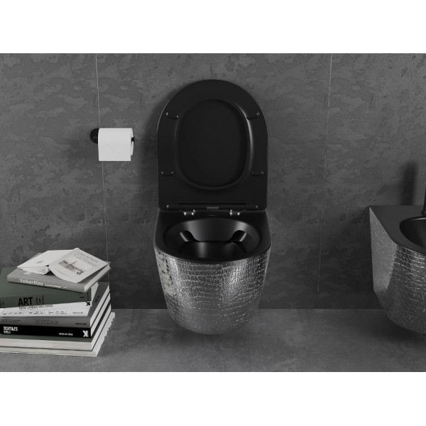 Підвісний унітаз MEXEN LENA SILVER BLACK MATT з візерунком