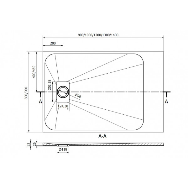Душовий піддон MEXEN HUGO 160x80 BLACK