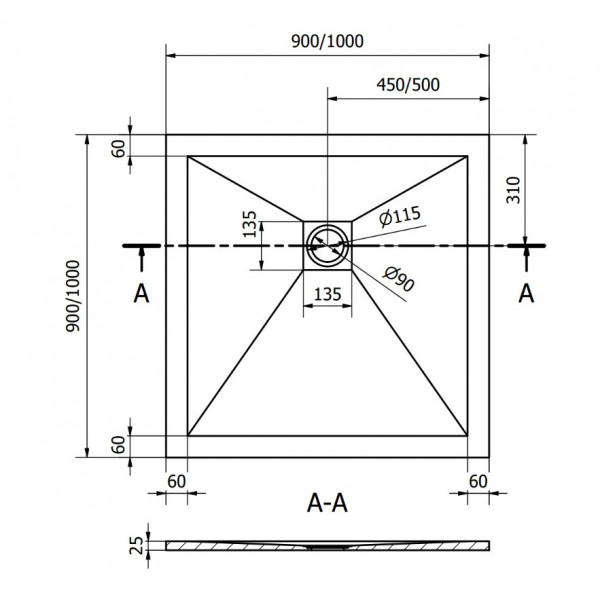 Душовий піддон MEXEN STONE+ 100x100 BLACK