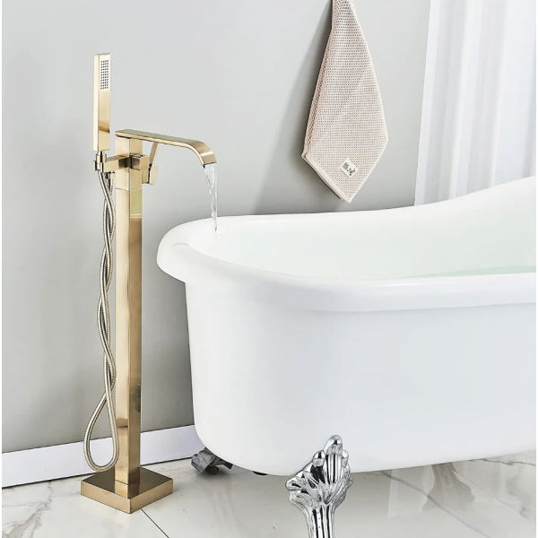 Змішувач для ванни REA CARAT BRUSHED GOLD золотий підлоговий матовий