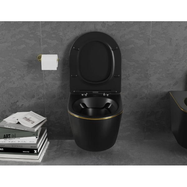 Підвісний унітаз MEXEN LENA BLACK MATT GOLD EDGE *