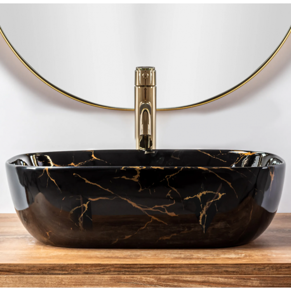 Умивальник (раковина) REA BELINDA BLACK MARBLE SHINY накладний