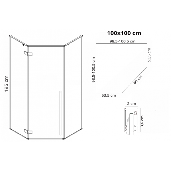 Душова кабіна REA DIAMOND 100х100 BLACK