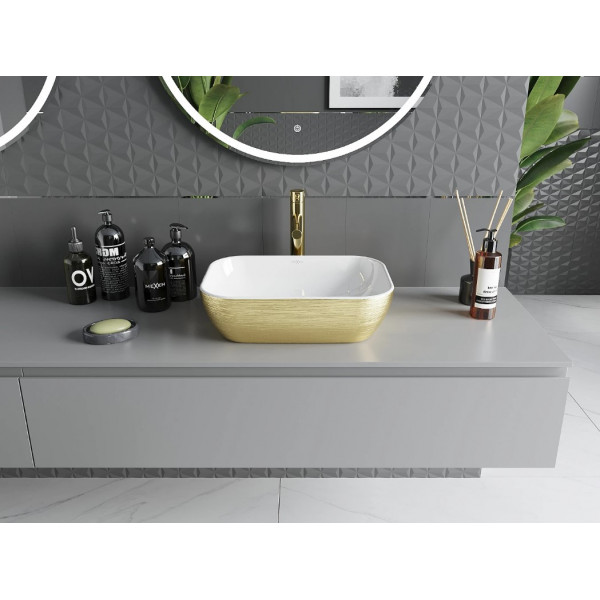 Умивальник (раковина) MEXEN RITA BRUSHED GOLD WHITE накладний