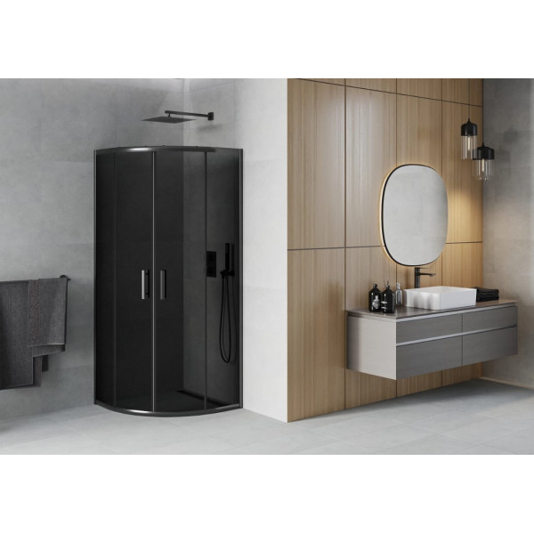 Душова кабіна MEXEN RIO 90х90 GRAPHITE BLACK напівкругла
