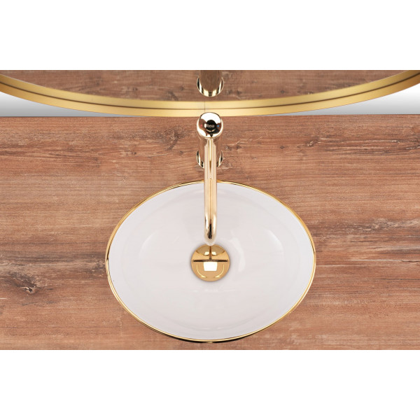 Умивальник (раковина) REA SOFIA MINI GOLD WHITE накладний
