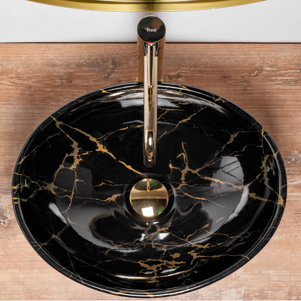 Умивальник (раковина) REA SOFIA BLACK MARBLE SHINY накладний