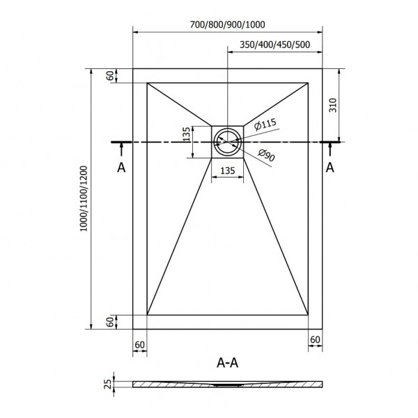 Душовий піддон MEXEN STONE+ 120x80 WHITE