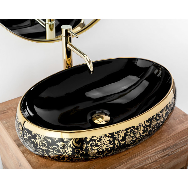 Умивальник (раковина) REA MERYL BLACK GOLD накладний