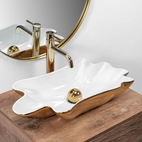 Умивальник (раковина) REA INFINITY GOLD WHITE накладний