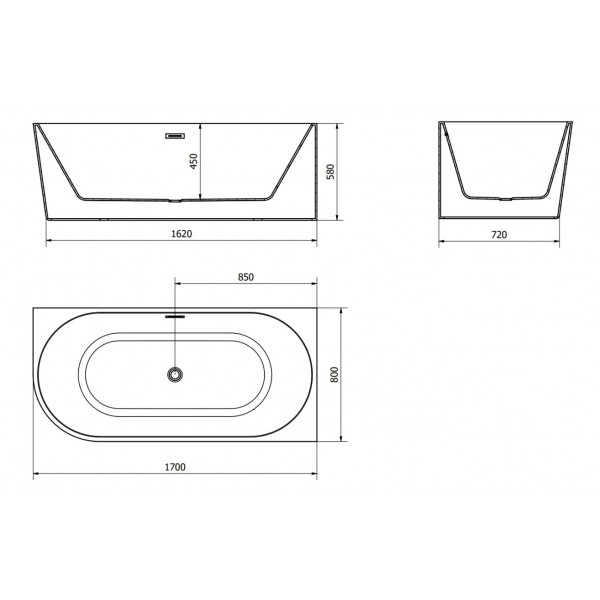Ванна кутова MEXEN MIA 170x80 WHITE-G акрилова права