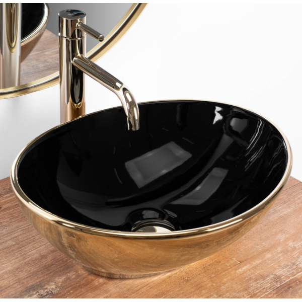 Умивальник (раковина) REA SOFIA GOLD BLACK накладний *