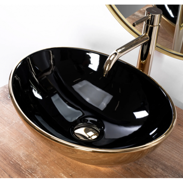 Умивальник (раковина) REA SOFIA GOLD BLACK накладний *