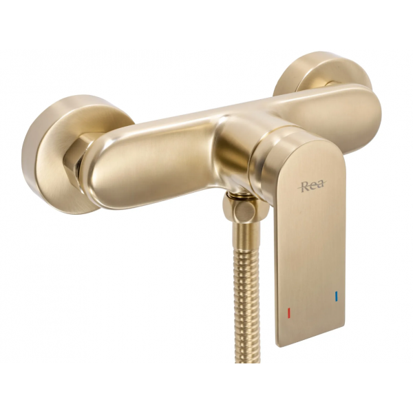 Змішувач для ванни та душу REA VERSO BRUSHED GOLD настінний без виливу