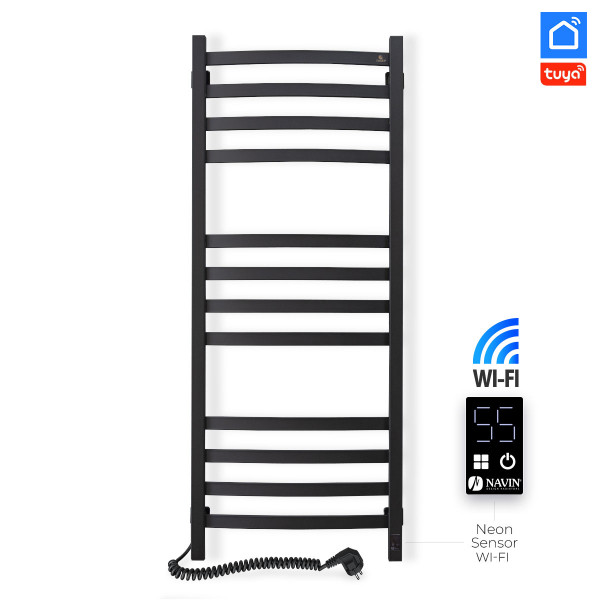 Полотенцесушитель электрический Navin Avalon 480х1200 Sensor с Wi-Fi левый, черный муар