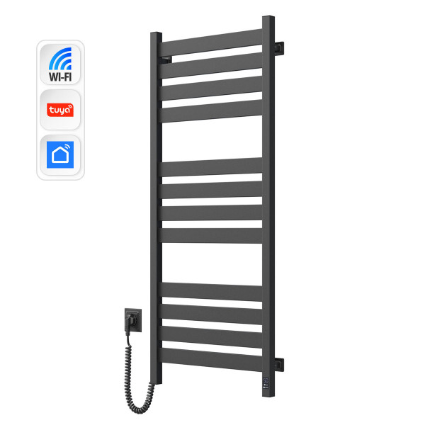 Полотенцесушитель Largo 500х1200 Sensor с Wi-Fi, левый с таймером, черный муар