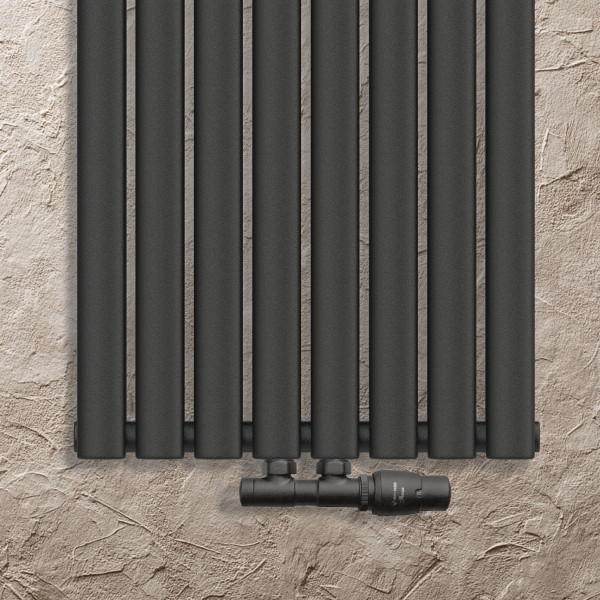 Комплект термостатический Vario Term TWINS 50 мм, угловой, правый, черный структурный, TSGS0214CFK/P