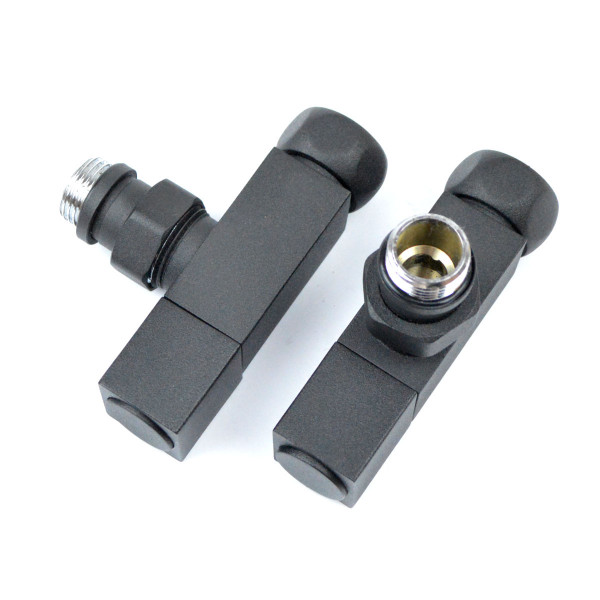 Кран кутовий для рушникосушки Raftec Quadro 1/2х1/2 чорний муар, 2шт.