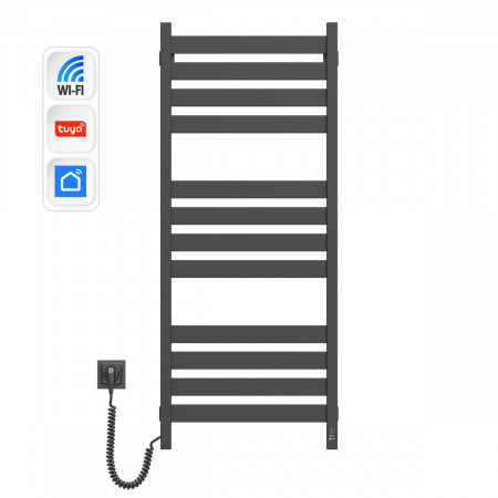 Полотенцесушитель Largo 500х1200 Sensor с Wi-Fi, левый с таймером, черный муар