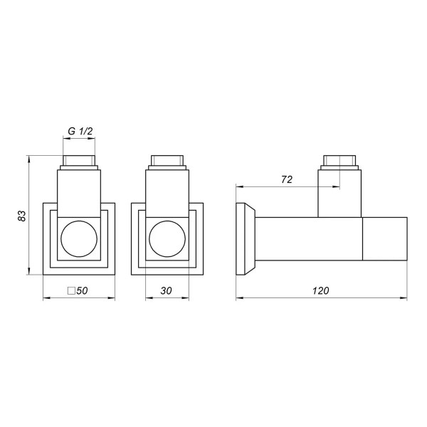 Угловой кран удлиненный Solomon CUBE CHROM 1/2