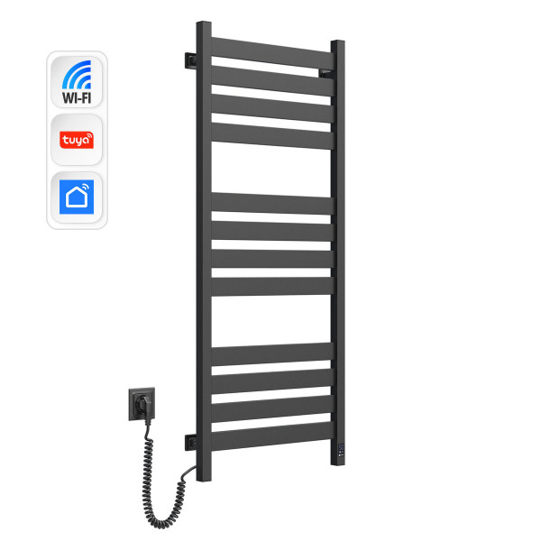Полотенцесушитель Largo 500х1200 Sensor с Wi-Fi, левый с таймером, черный муар