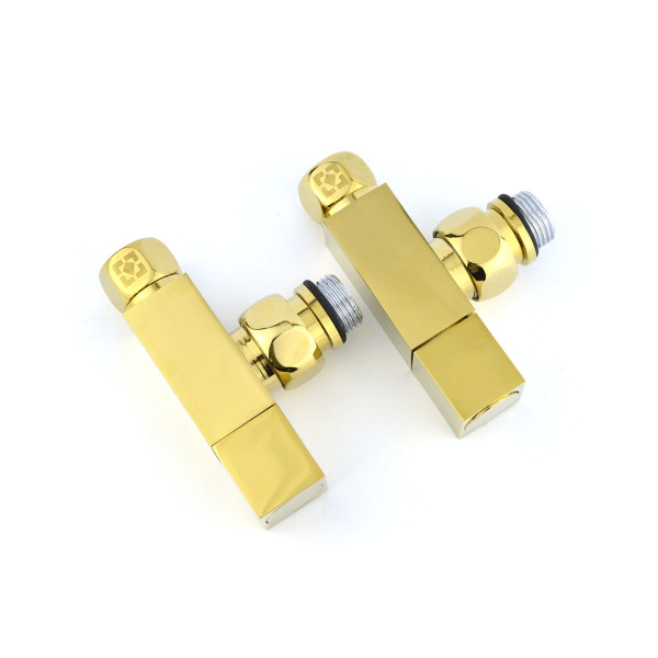 Кран кутовий для рушникосушки Raftec Quadro 1/2х1/2, золото, 2шт.