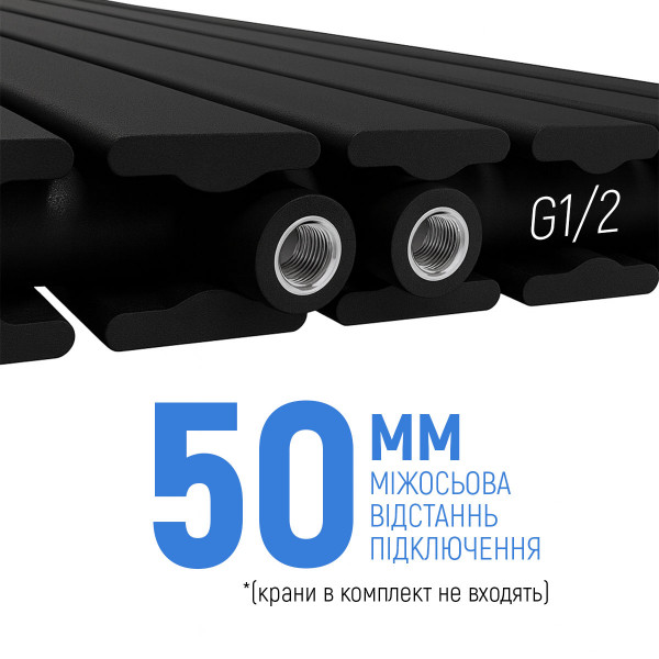 Вертикальный радиатор Largo Double 456*1800-6 (50мм), anticor, черный муар