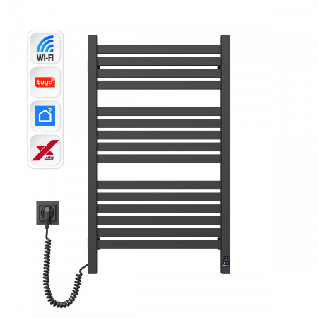 Электрический полотенцесушитель NAVIN Авангард X 480х800 Sensor с WI-FI левосторонний, черный муар