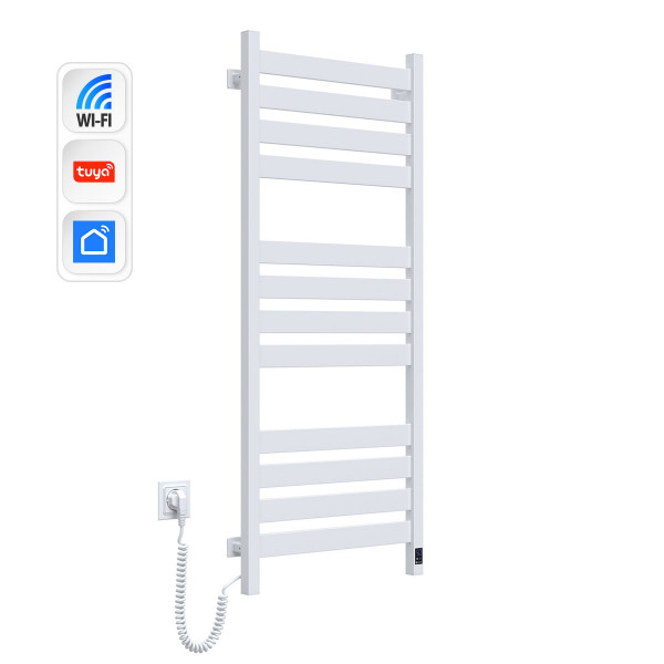 Полотенцесушитель Largo 500х1200 Sensor с Wi-Fi, левый с таймером, белый бархат