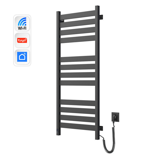 Полотенцесушитель Largo 500х1200 Sensor с Wi-Fi, правый с таймером, черный муар