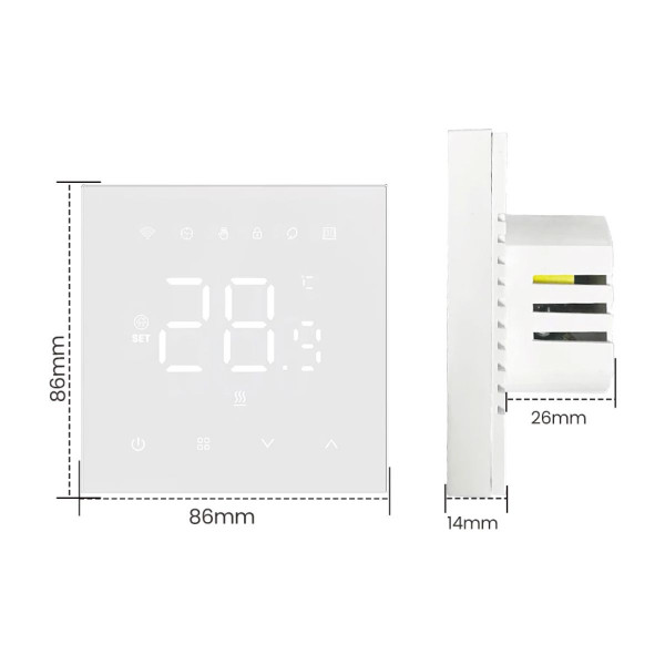Терморегулятор для теплої підлоги WT410 W-16A з Wi-Fi, білий з зовнішнім датчиком температури