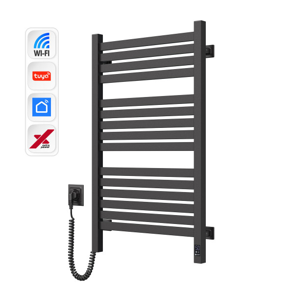 Электрический полотенцесушитель NAVIN Авангард X 480х800 Sensor с WI-FI левосторонний, черный муар