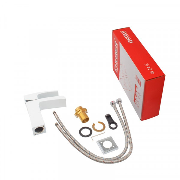 Змішувач для умивальника Koer KB-14007-04 водоспад (Колір хром+білий) (KR5155)