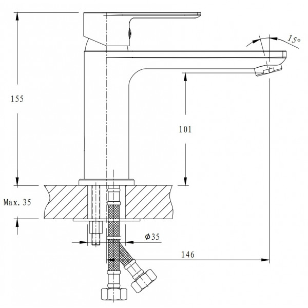 Змішувач для умивальника Haiba Alex 001 з подовженим виливом (HB0880)