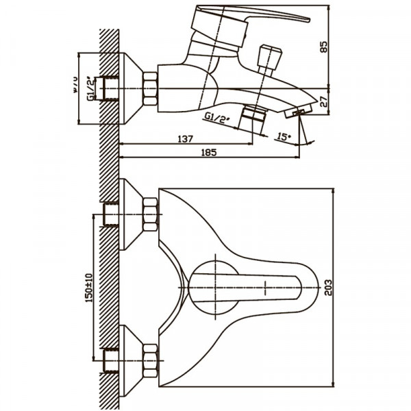 Змішувач для ванни Haiba Agat 009 (HB0007)