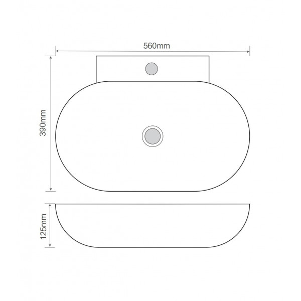 Раковина підвісна MIXXUS PREMIUM DIVERSE-0201 560х390х125mm з отвором під змішувач (MP6510)