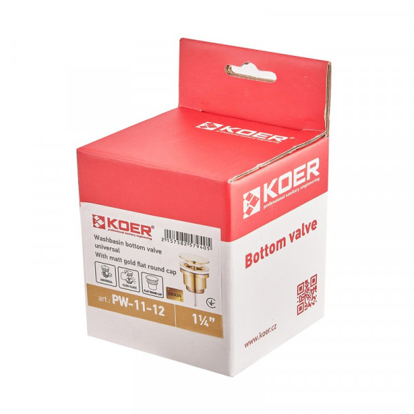 Донний клапан для раковини Koer PW-11-12 1 1/4''  універсальний (з/без перел) СLICK-СLACK (Колір зол.мат) (KR5794)