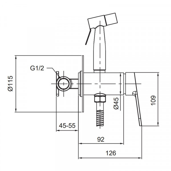 Змішувач для гігієнічного душу Koer KI-23016-02 (з нерж. сталі) (Колір нерж) (KR4793)
