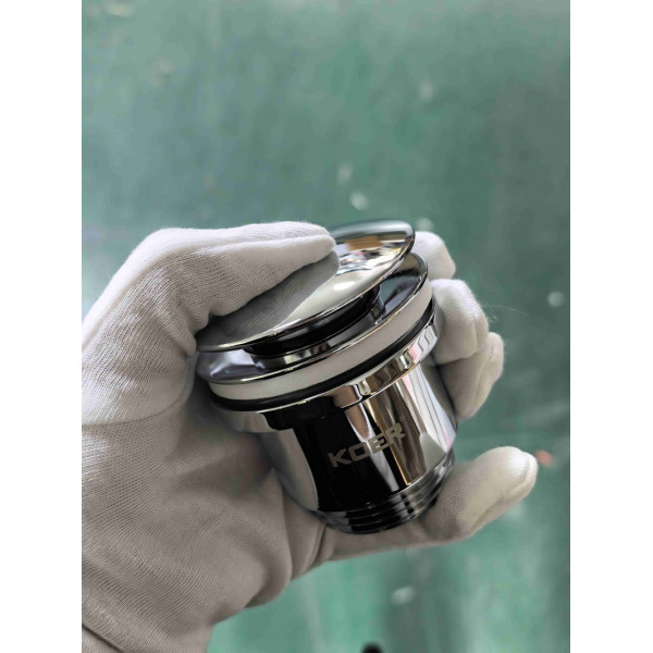 Донний клапан для раковини універсальний (з/без переливу) Koer PW-01-01 автоматичний (Click-Clack) (Колір хром) 1 1/4'' (KR3400)