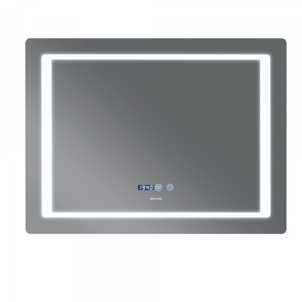 Дзеркало Mixxus STYLE MR03-70x50 з Led Touch, Anti-fog, димером, регулятором яскравості, годинником (MI6006)