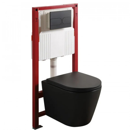 Комплект: Mixxus Premium Bevel-SET-2101 Black (в 2 ящ) Унітаз система змиву Tornado 1.0+ Інсталяція Koer KT-0404 + панель KT-0604-05 Black Mat (MP6669)